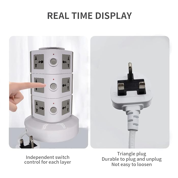 3 Layer Universal Vertical Multi Socket Tower Extension